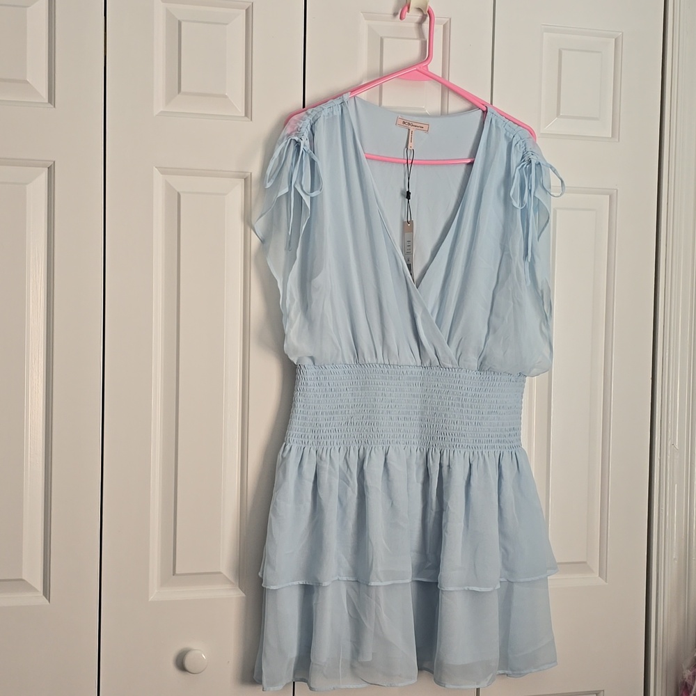BCBG Generation Light Blue V-Neck Dress